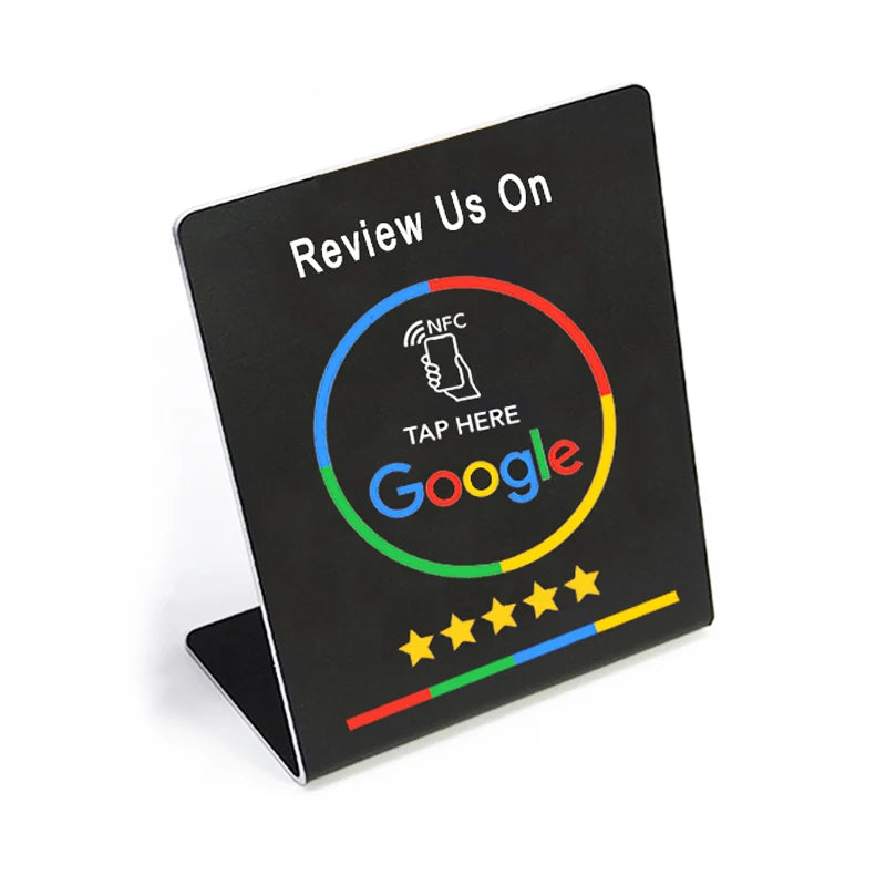 NFC Desk Stand Google Review Sign