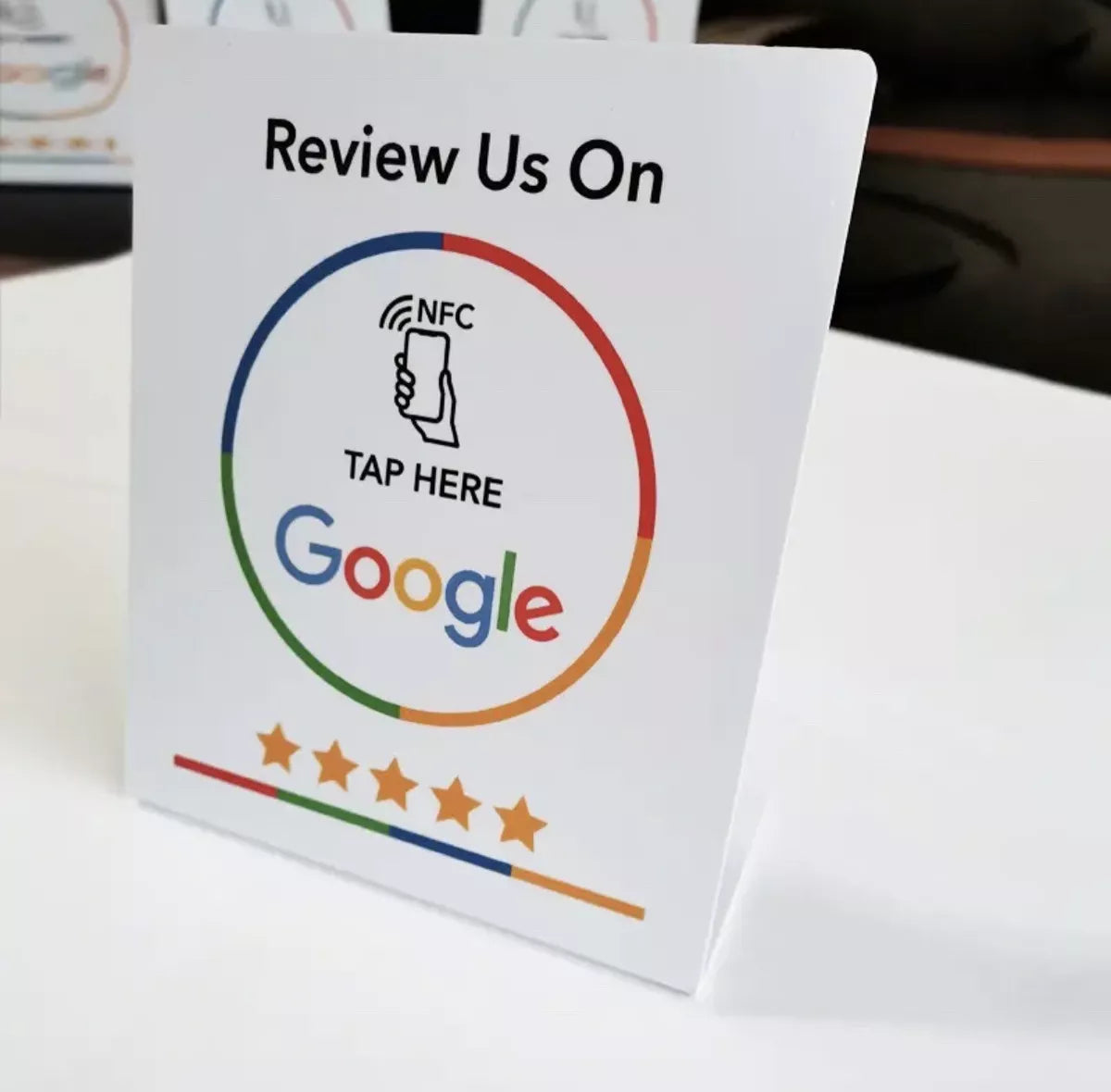 NFC Desk Stand Google Review Sign